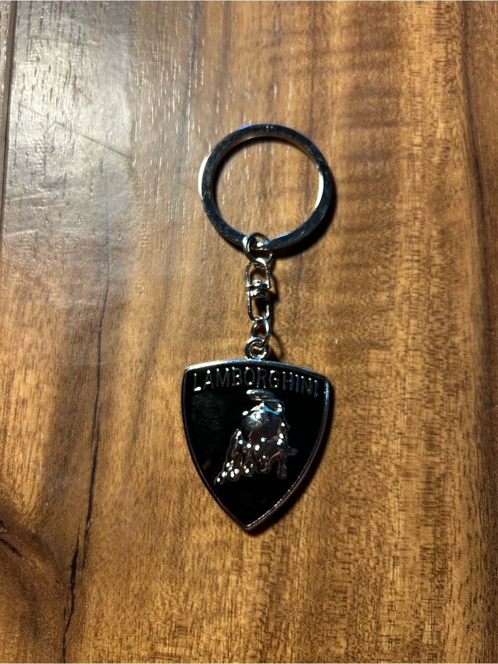 Lamborghini Black Shield Key Fob with Silver Accents